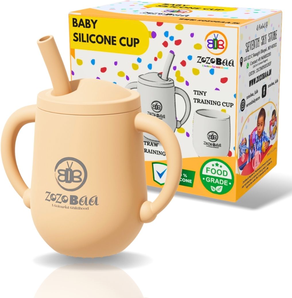 Silicone Baby Sippy Straw Cup with Easy Grip Handles for Training Toddlers- 100 % Silicone - Food Grade-image-42