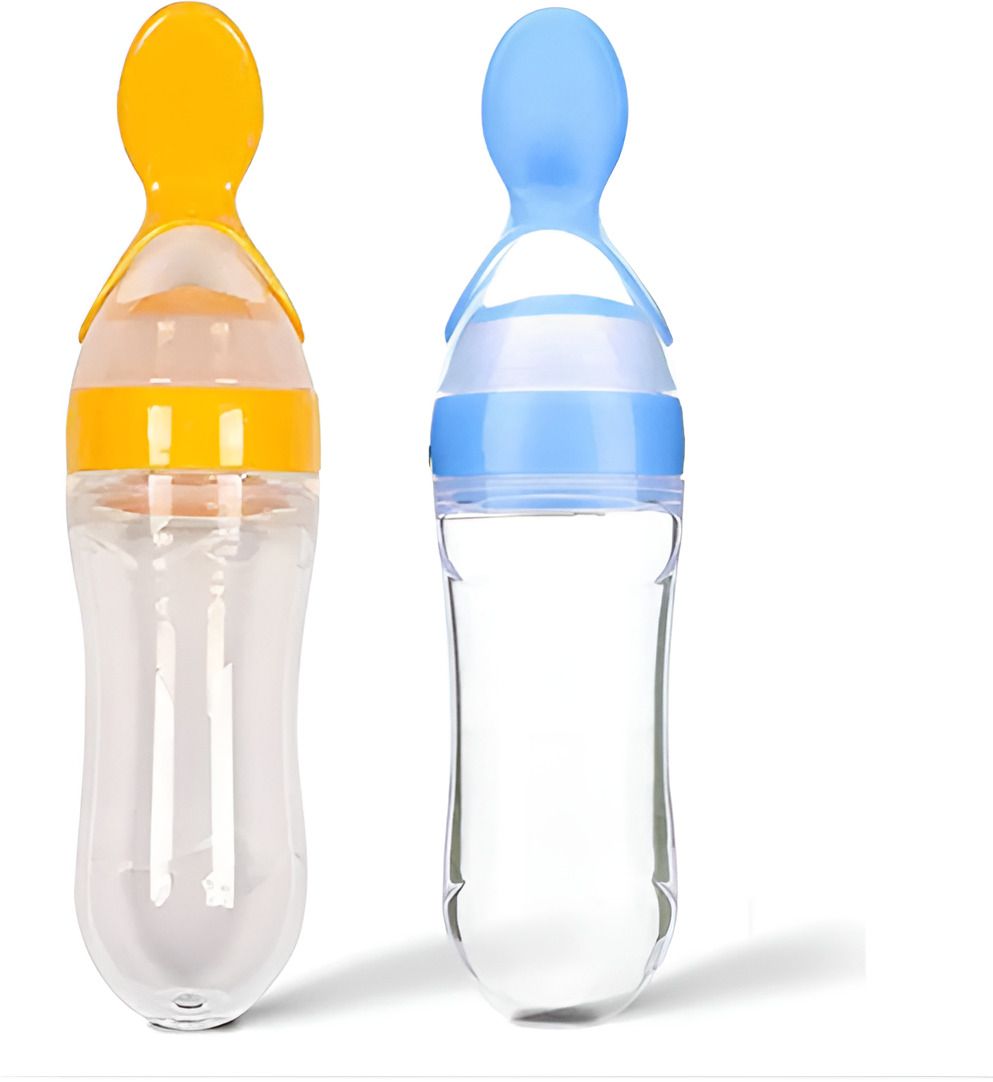 Baby Silicone Spoon Feeder Bottle for Milk & Puree - Silicon