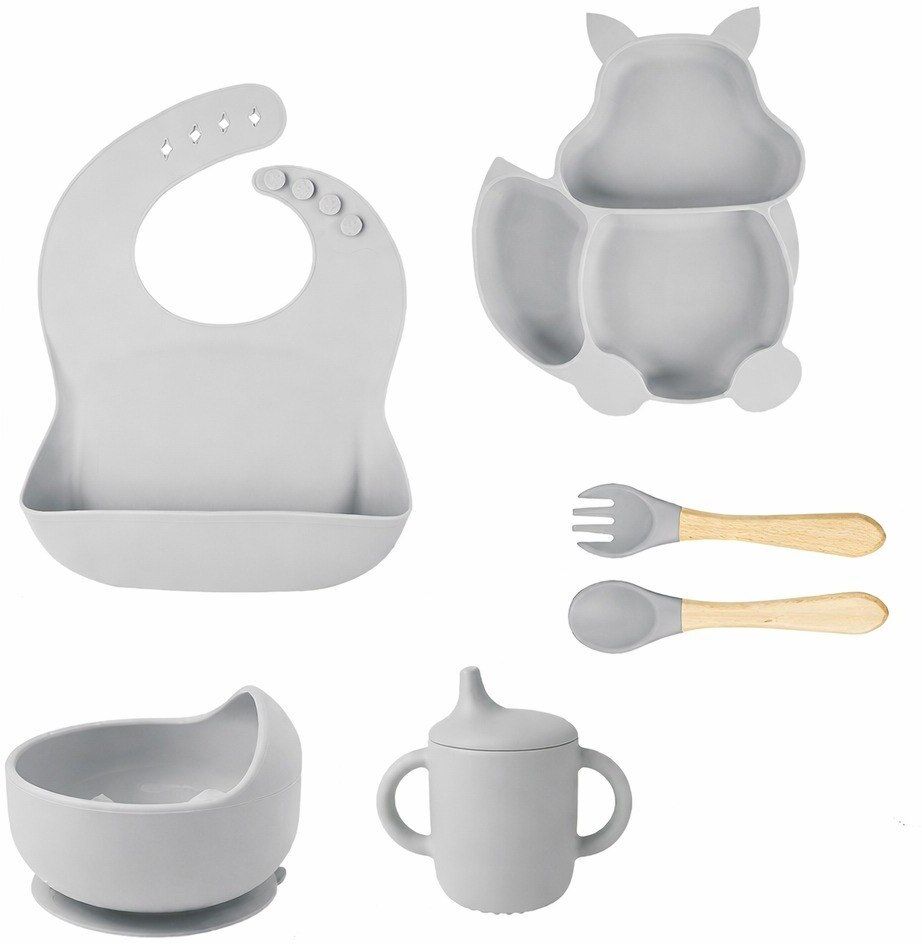 debrifo 6 Pcs Baby Silicon Cat Shape Feeding Set - silicon-picture-13