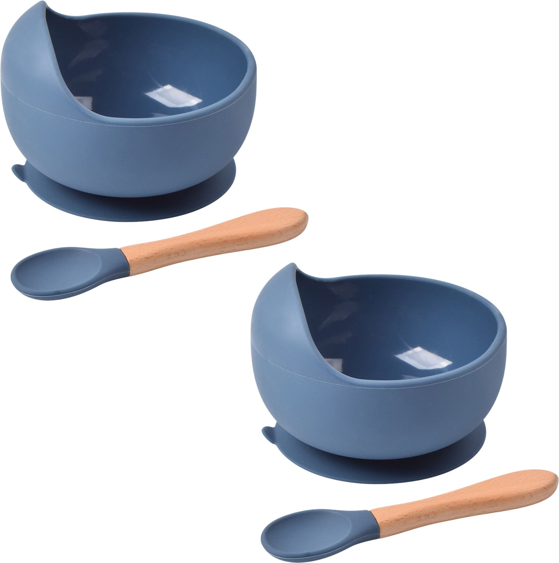 2 Pcs Self-Feeding Silicone Baby Bowl & Spoon,Curved Walls | Strong Suction Base- Hygienic Food Grade Silicone & Wooden-image-28