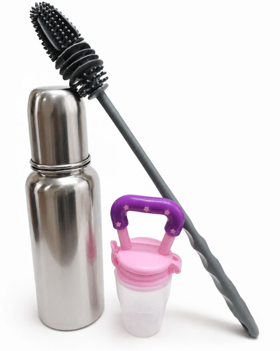 kidlux Stainless Steel Baby bottle with brush & fruit feeder - Sainless Steel-picture-12