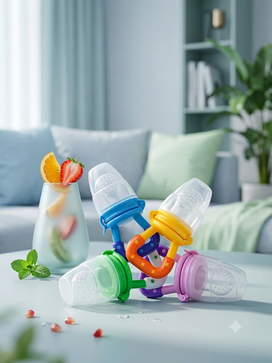 Pack Of 2 Pcs Silicone Baby Infant Fruits Feeder (Multicolor) - PLASTIC, BPA FREE SILICONE-image-24