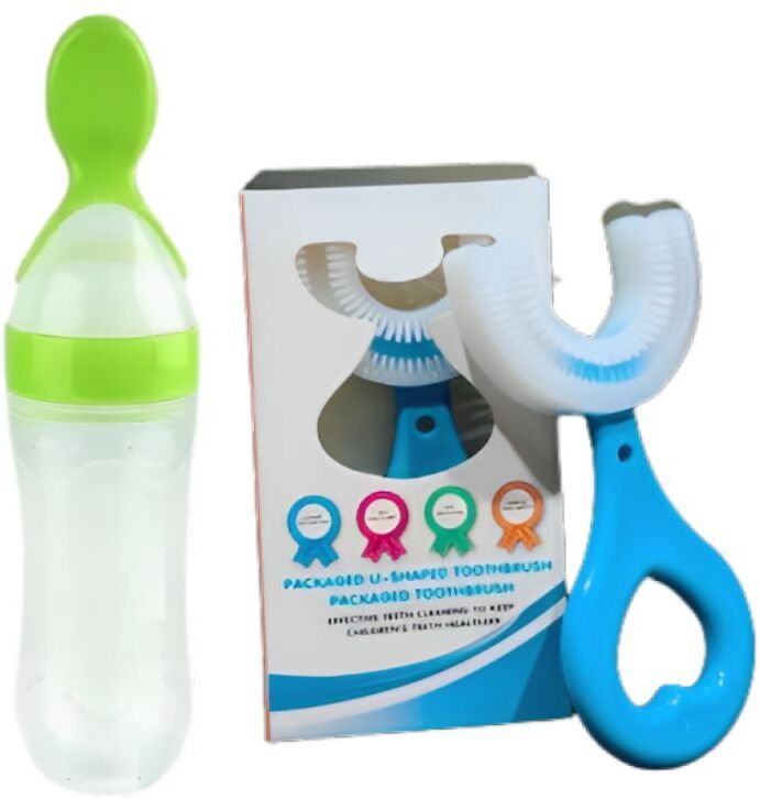 Baby food feeder, u shape brush- Silicon material-image-13