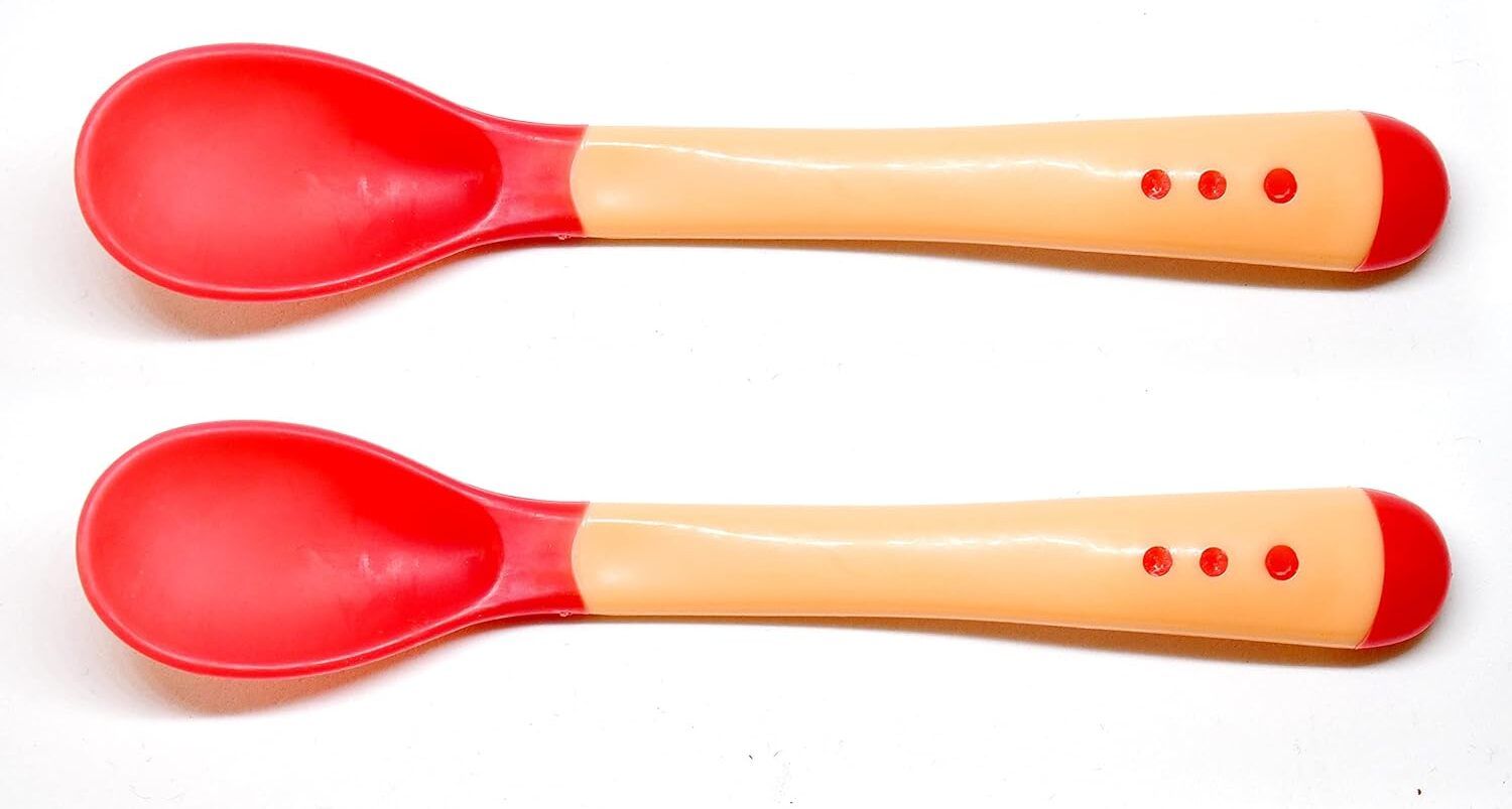 Heat Sensitive Baby Feeding Spoon|Food Grade|Color changing Soft Tip|Pack of 2- Silicone