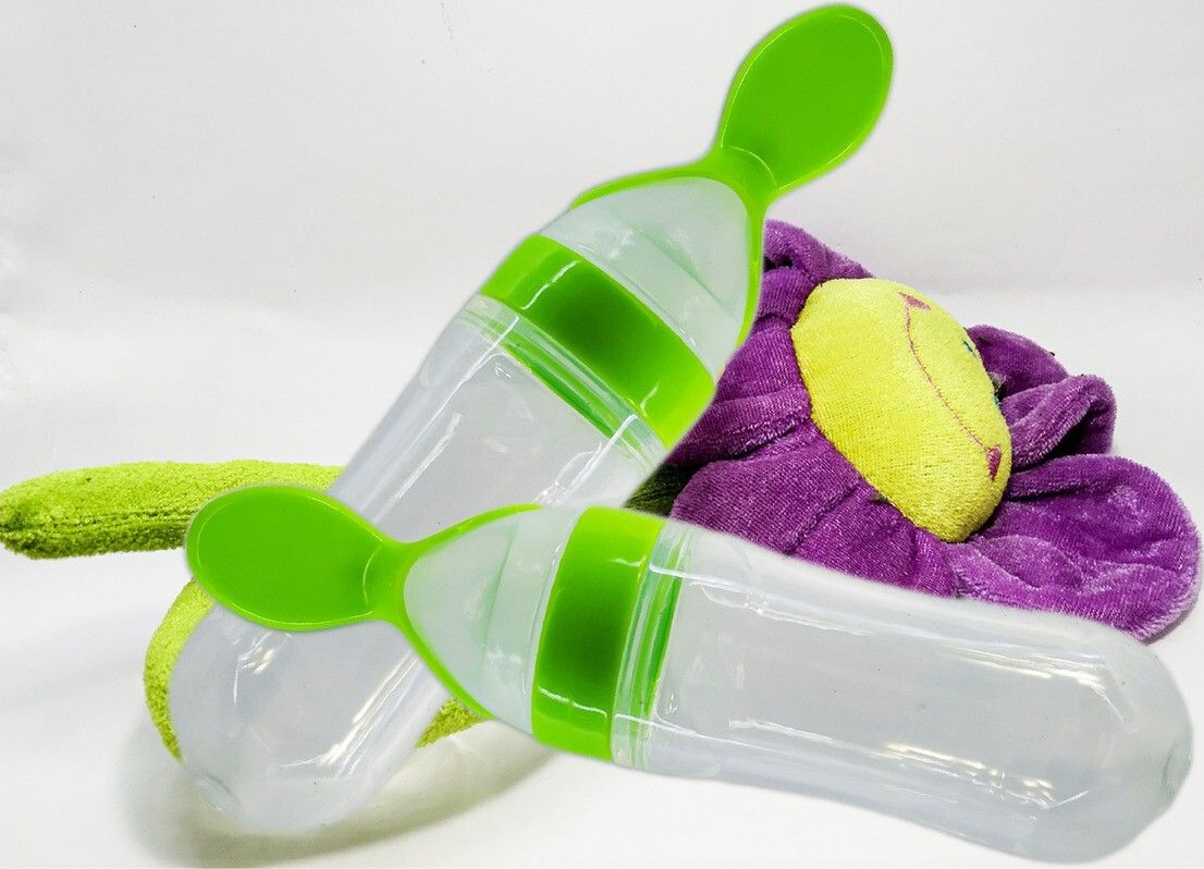 Squeeze Silicone Semi Liquid Food Feeder with Spoon- Food Grade Silicone Bottle, Edgeless Plastic Spoon (BPA Free)-image-46