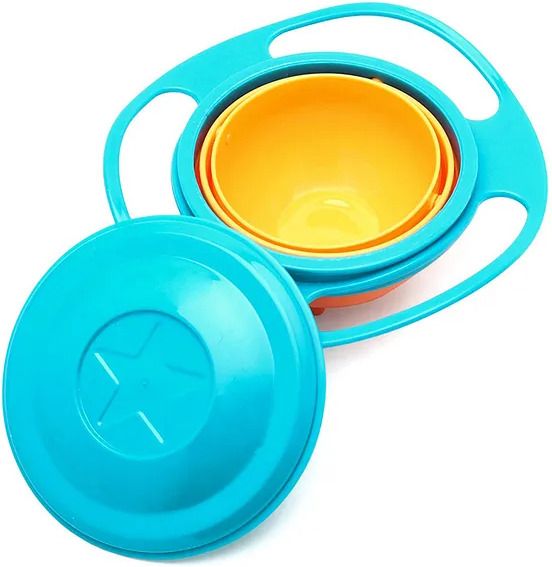 No Spill Gyro Bowl for Baby and Kids/ 360 Degree Rotation Spill Proof Food Bowl - Plastic