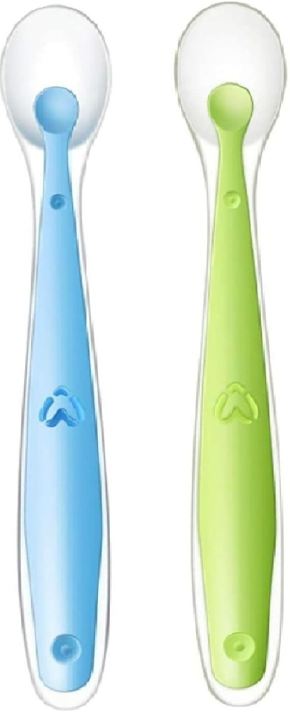 Silicone Baby Self Feeding Spoon 2 Pcs with Ultra Soft Tip 4 M+ - Silicone