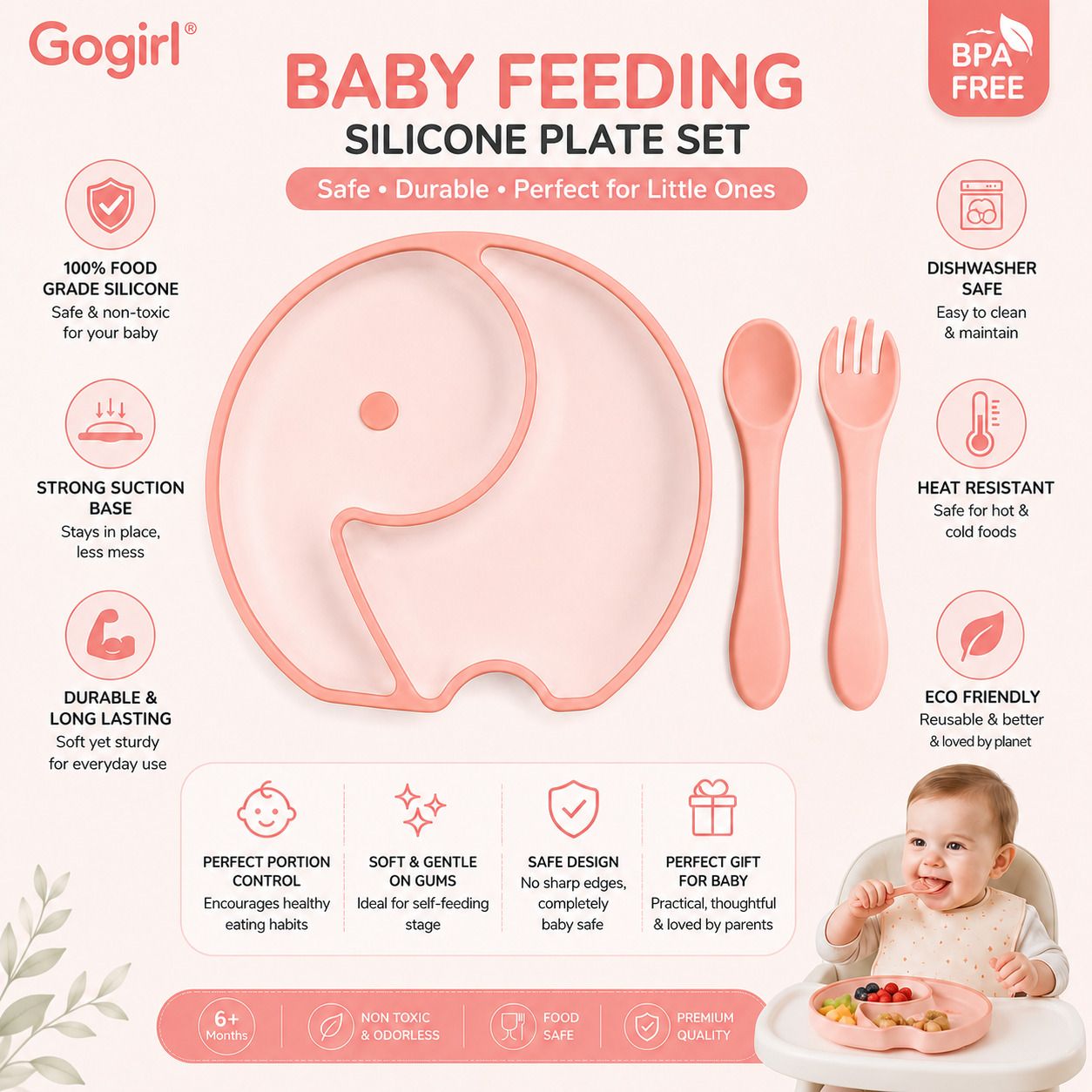 Baby Silicone Divided Suction Plate Set with Spoon & Fork | Food Grade - SILICONE-image-38