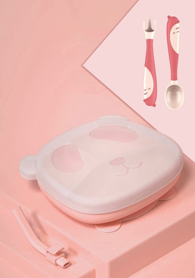 Baby Plates for Toddlers Silicone Plates /Kids BPA Free Plates with Set of Spoon- Silicone