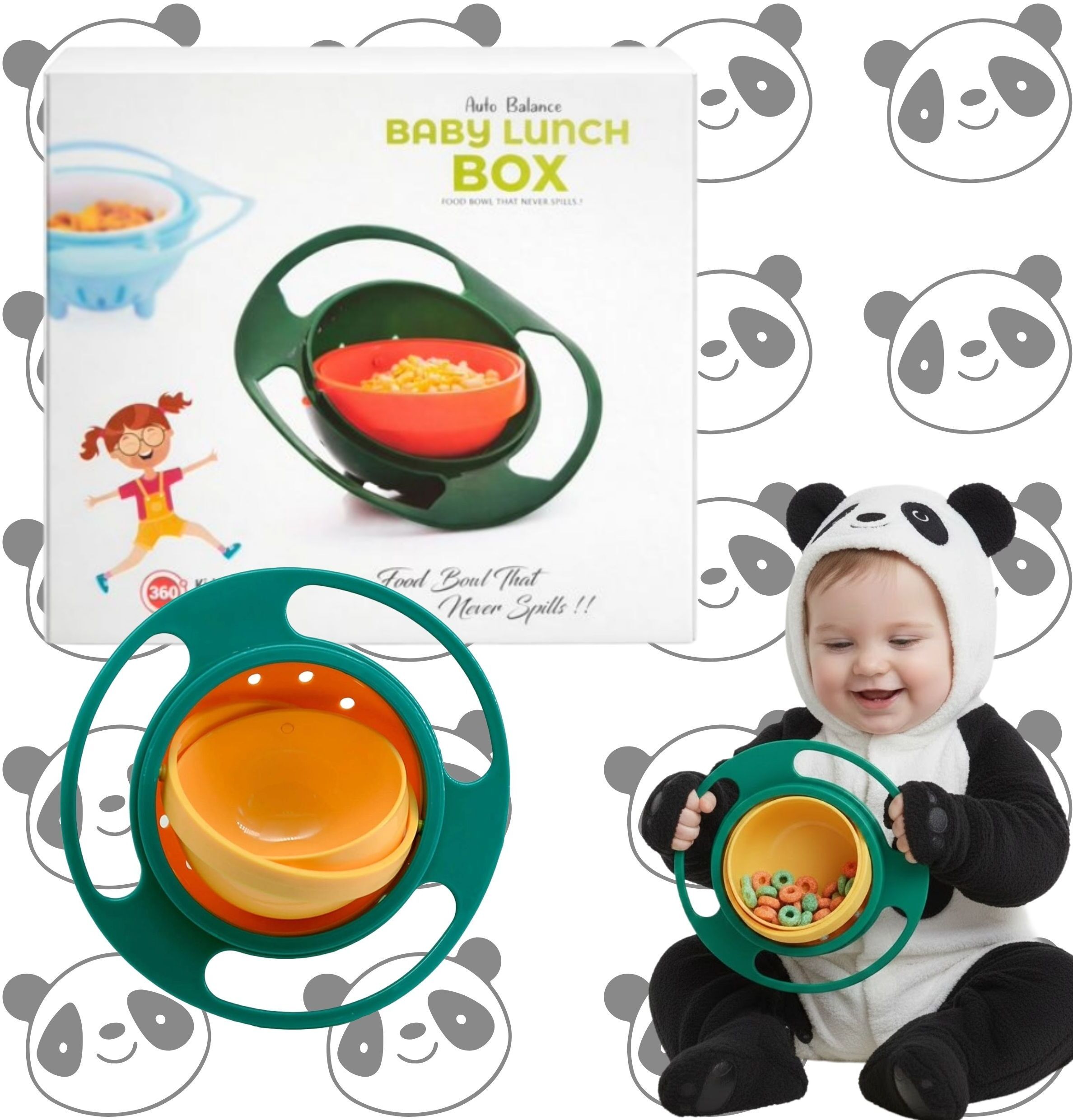 Spill Proof Gyro Bowl for Kids – BPA Free Rotating Feeding Bowl - Food Grade Plastic