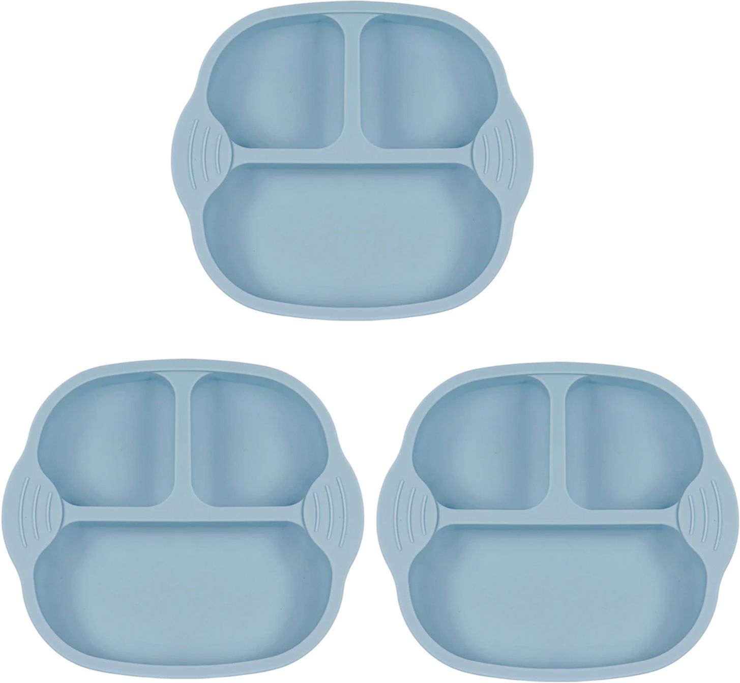 Set of 3 Self-Feeding Baby Dish With Suction Cups,Toddler Plates, Microwave Safe- Silicone-image-27