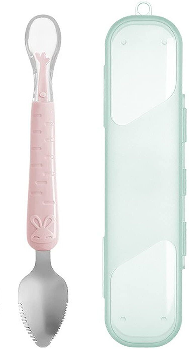 Presents Baby Fruit Spoon 2 in 1 Double Head Puree Spoon Multi-use - BPA Free Silicone-image-2