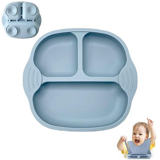 Unbreakable Silicone Dish for Baby Feeding, plate (blue Pack of 1)- Silicone-image-6