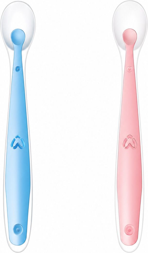 Silicone Baby Feeding Spoon Set of 2 | BPA Free Soft Spoons Blue Pink - Silicone-image-21