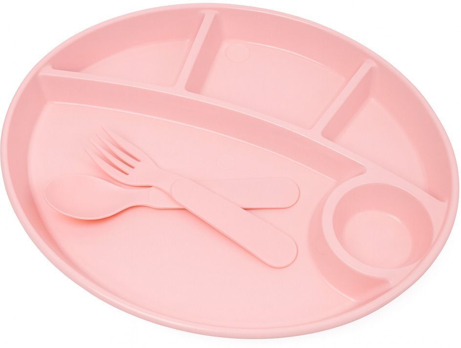 Kids Divided Plate with Spoon & Fork | 4 Compartments - Plastic-image-11