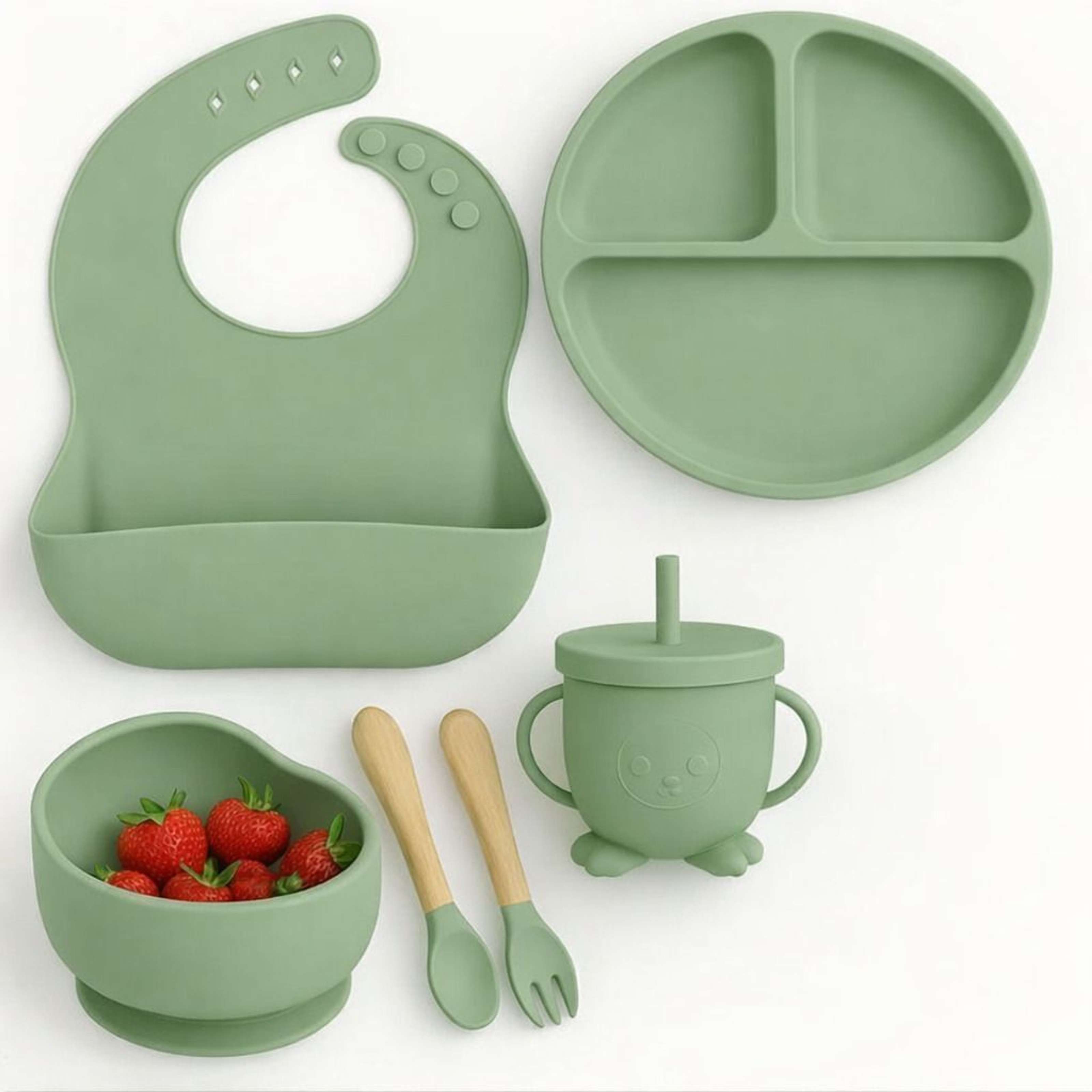 Premium BPA-Free Suction Plate, Bowl, Bib & Training Sippy Cup - Food Grade Silicone-image-14