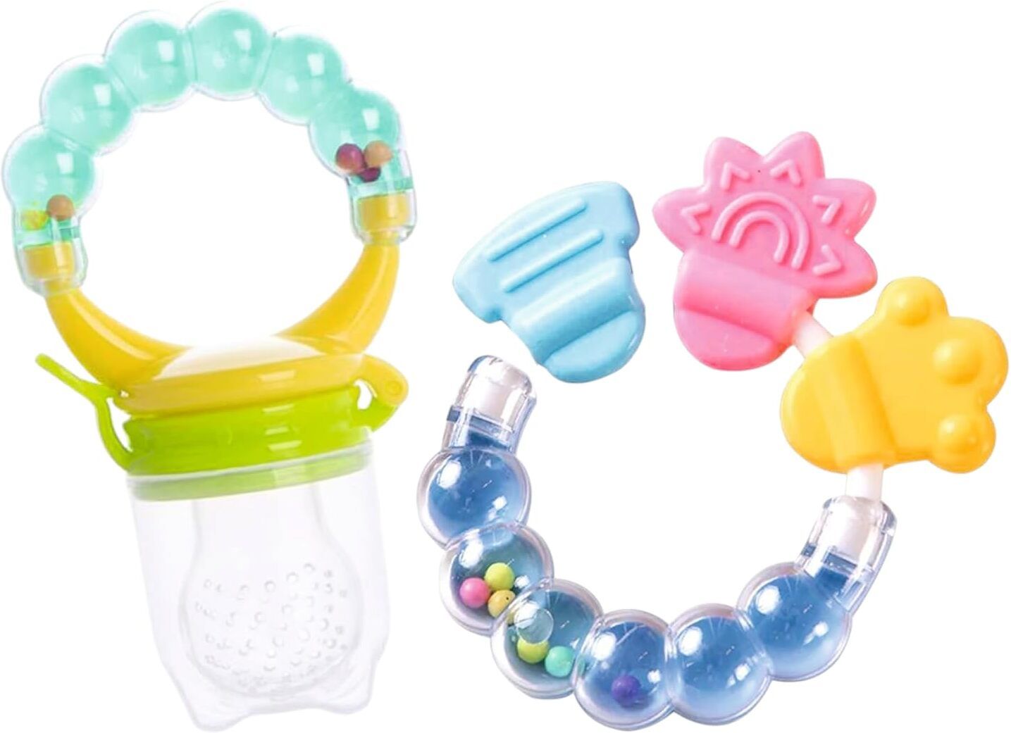 Rattle Nibbler & Rattle Teether Combo BPA-Free Silicone Teething Rattle & Nibler- SILICONE-image-16