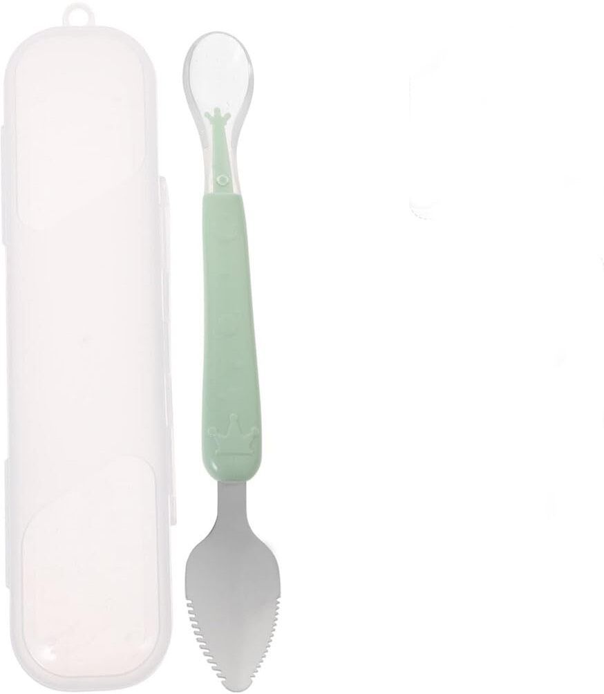 maycreate Baby Silicone Spoon Double Head with Serrated Edges for Fruit Puree Green - NA-picture-27