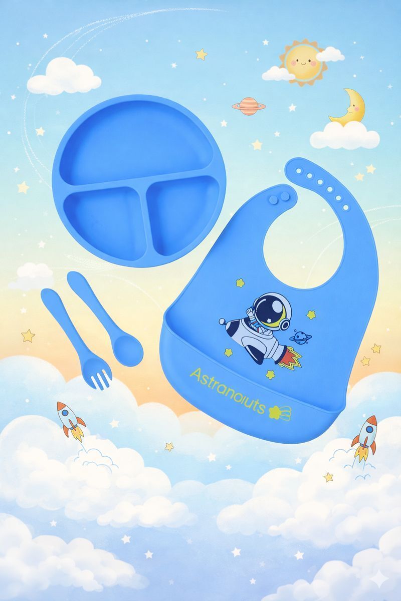 Baby Silicone Feeding Set with Bib, Plate & Spoon – 6+ Months - SILICONE-image-36