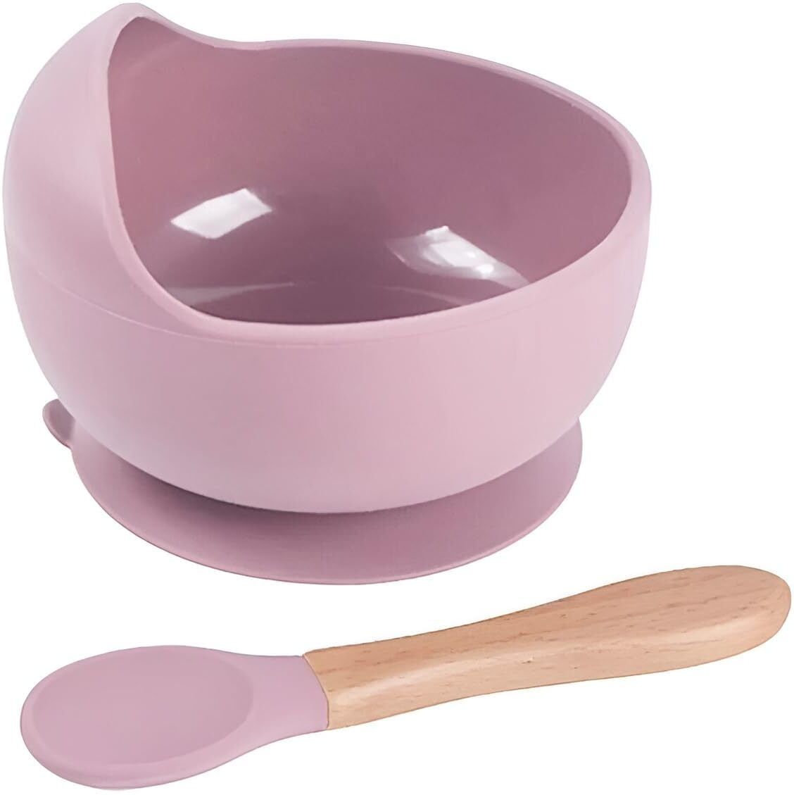 niloni Silicon Suction Bowl with Wooden Handle Spoon - Silicone-picture-12