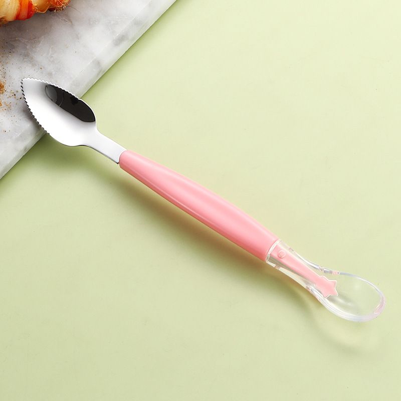 honey boo Multi-Use Double Head Fruit Scraping & Soft Tip Feeding Spoon for Toddlers - Silicone, Stainless Steel-picture-24