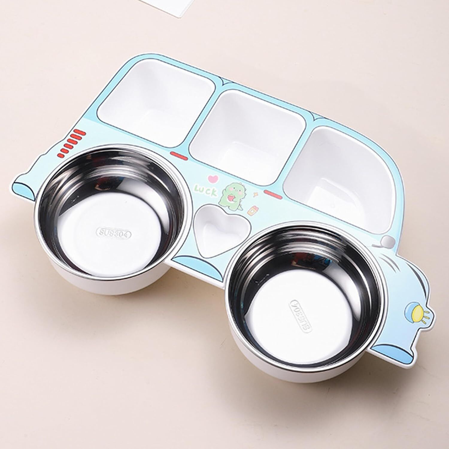 Non-Toxic, Compact Kids Crockery Set with Safety Utensils for Tiny Hands - Stainless Steel-image-4