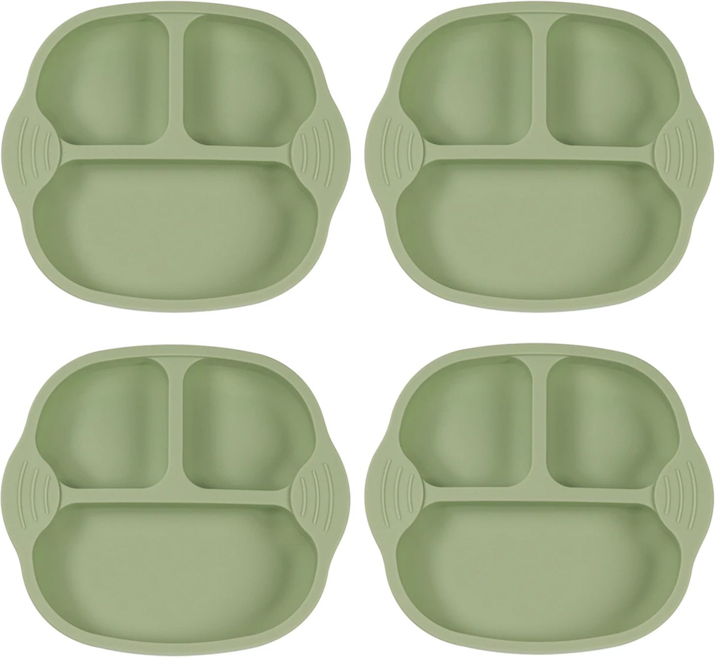 yelona Set of 4 Self-Feeding Baby Dish With Suction Cups,Toddler Plates, Microwave Safe- Silicone-picture-4