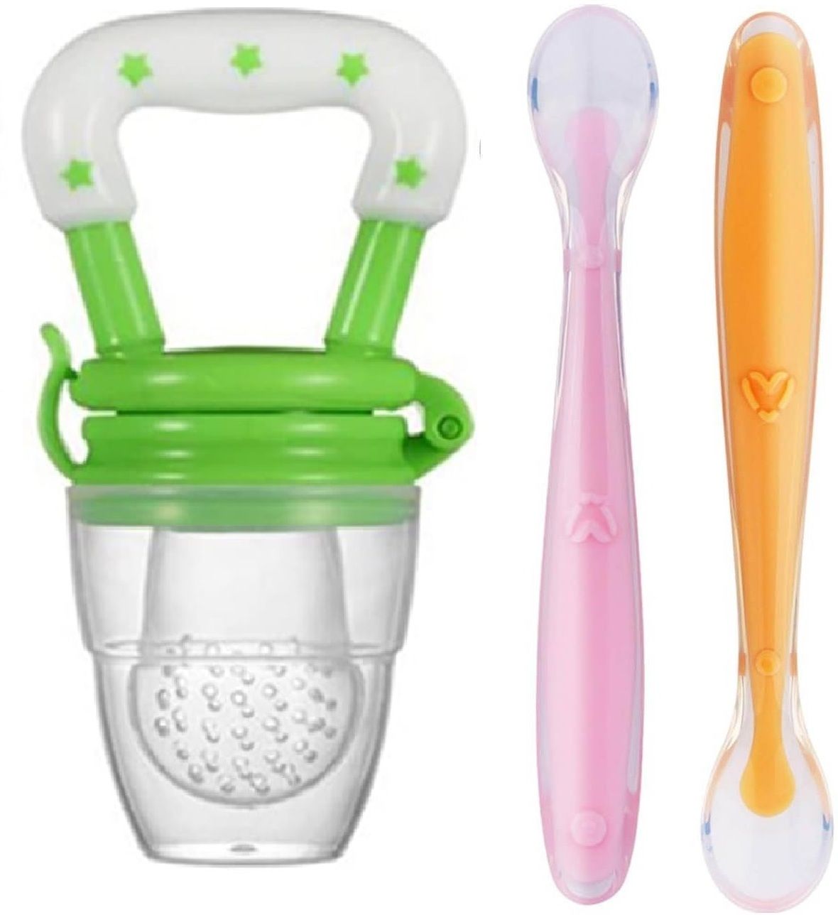 2pcs Baby Feeding Spoons & Fruit Food Feeder (Combo Pack of 3)- Silicone-image-40