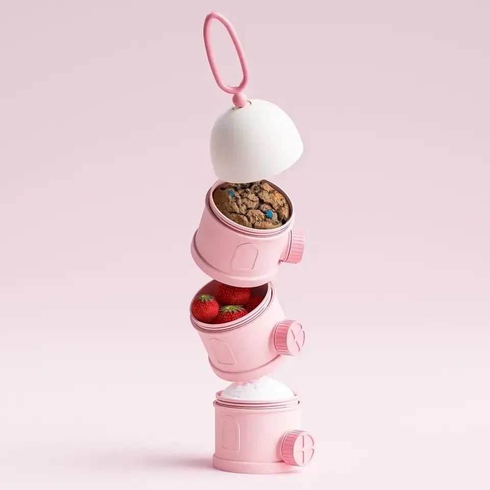 3-Layer Stackable Tower Milk Powder Dispenser with Side Pour Spout (4) - Plastic