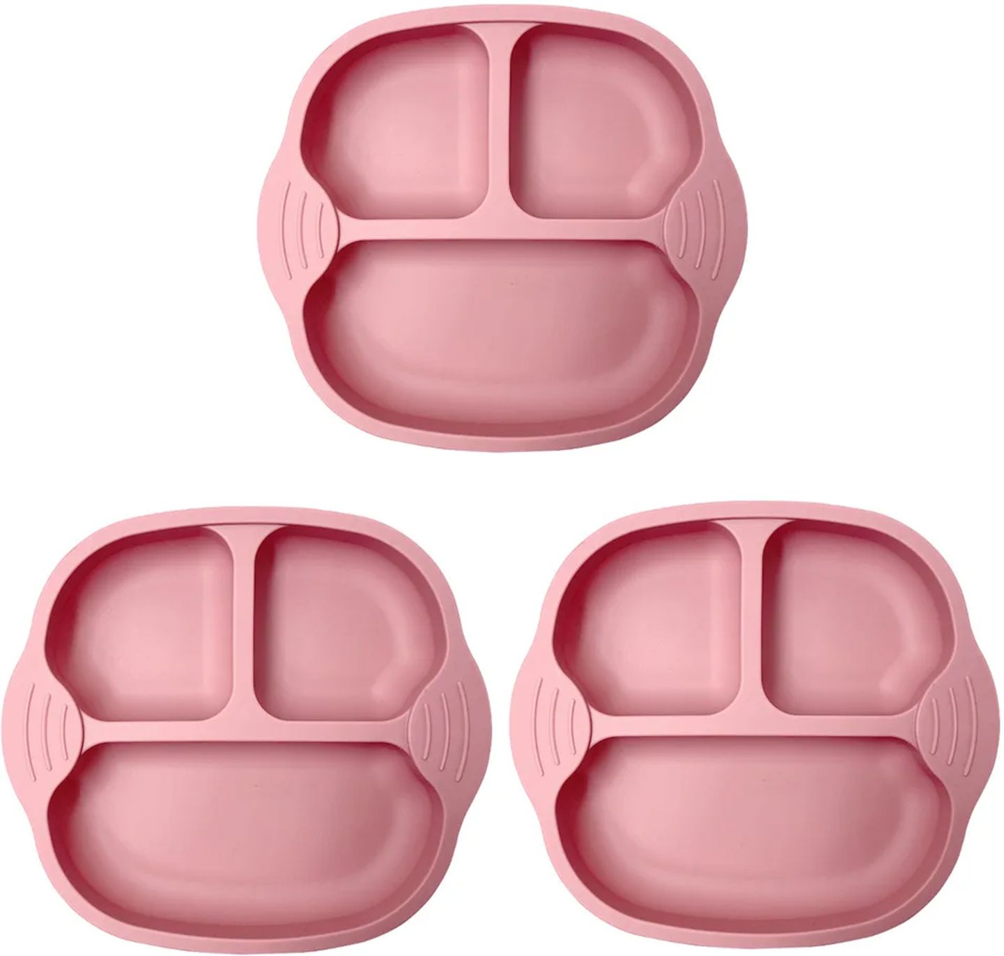 yelona Set of 3 Self-Feeding Baby Dish With Suction Cups,Toddler Plates, Microwave Safe- Silicone-picture-47