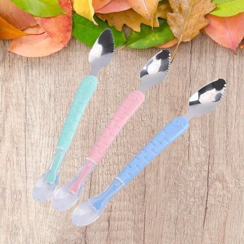 3pc Silicone Baby Fruit Spoon Scraper for Baby Feeding 2 in 1- Plastic-image-43