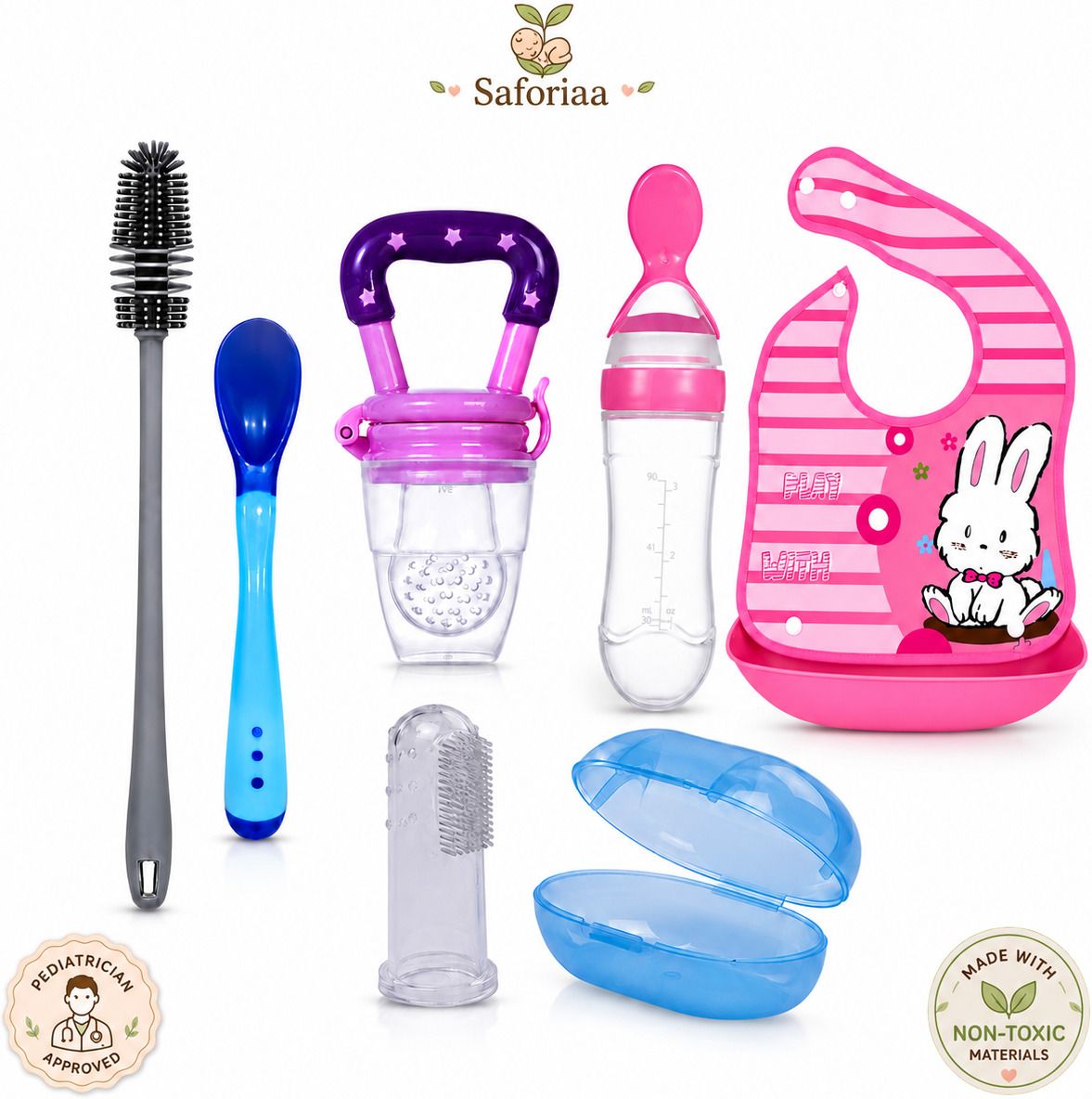 saforiaa Silicone Baby Feeding Utensils Combo - Food Grade Silicone & BPA Free Plastic-picture-25