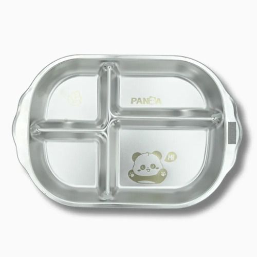 Kids Meal Plates Panda 4(Stainless steel) - Stainless Steel