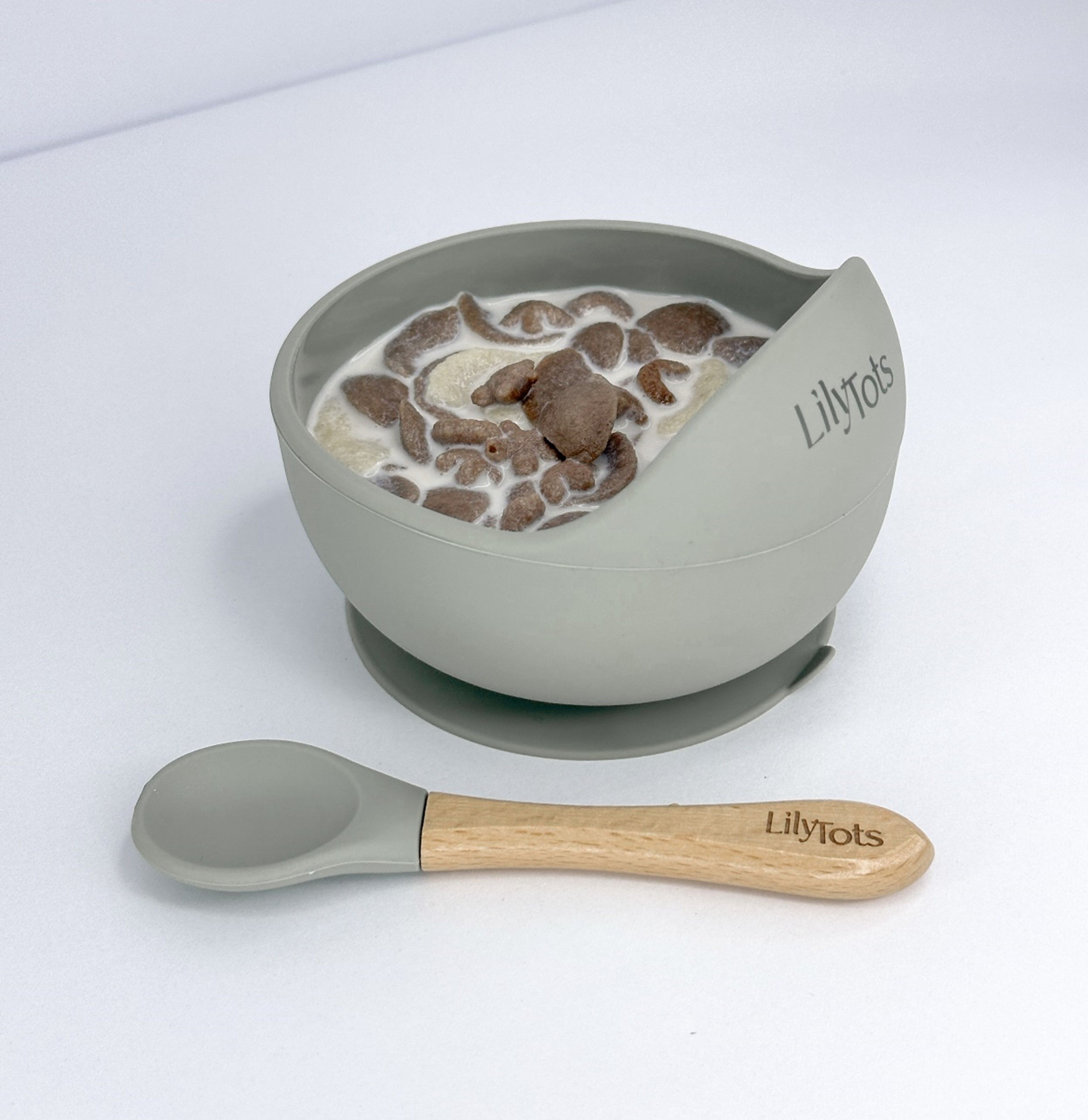 lilytots Silicone Feeding Bowl & Spoon Set for Baby | Non Slip Suction Base | Food-Grade - Silicon Bowl with Soft Tip Wooden Handle Spoon, Soft on Gums, Suitable for 6+ Months-picture-18