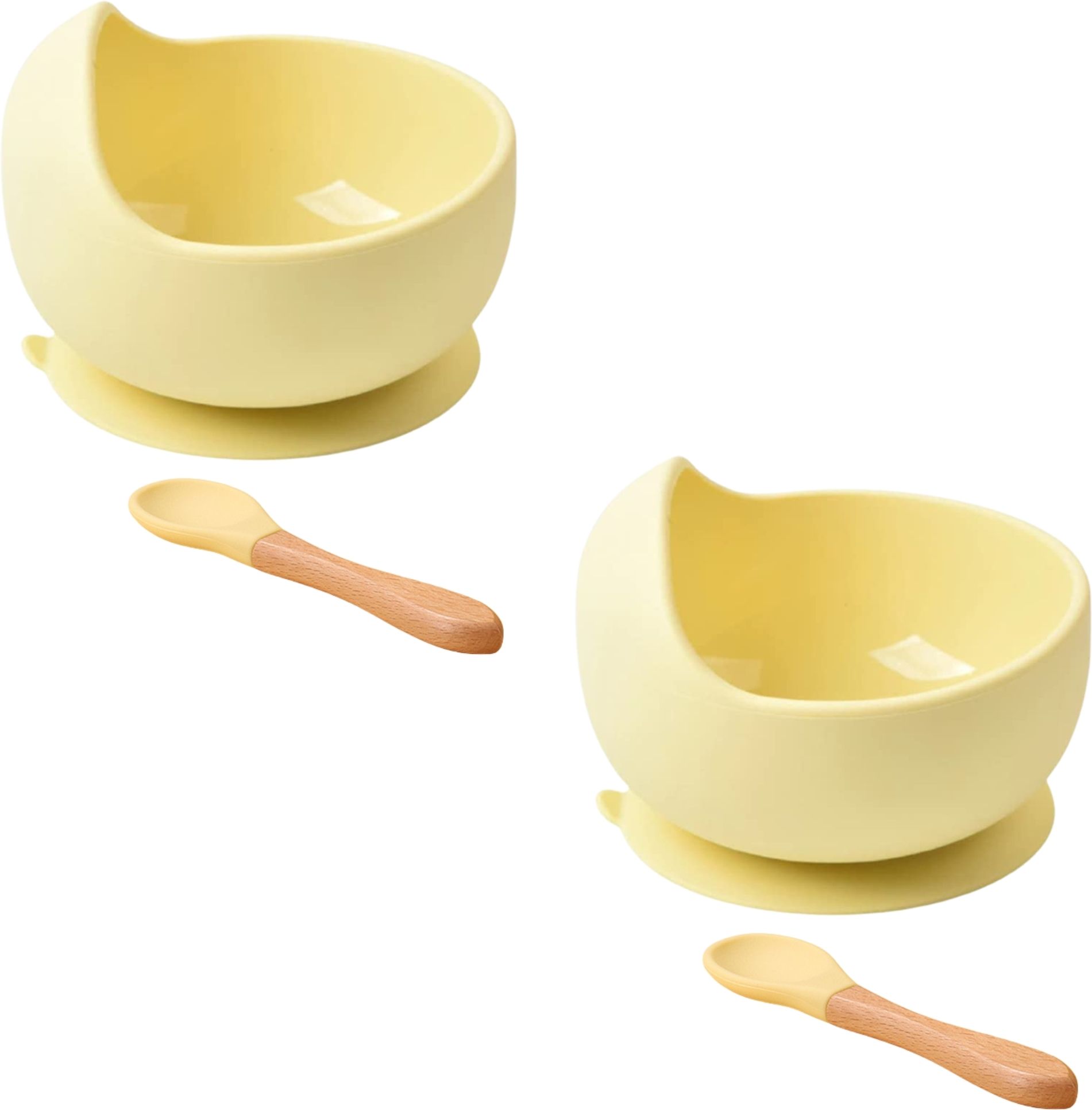 yelona 2 Pcs Self-Feeding Silicone Baby Bowl & Spoon,Curved Walls | Strong Suction Base- Hygienic Food Grade Silicone & Wooden-picture-37