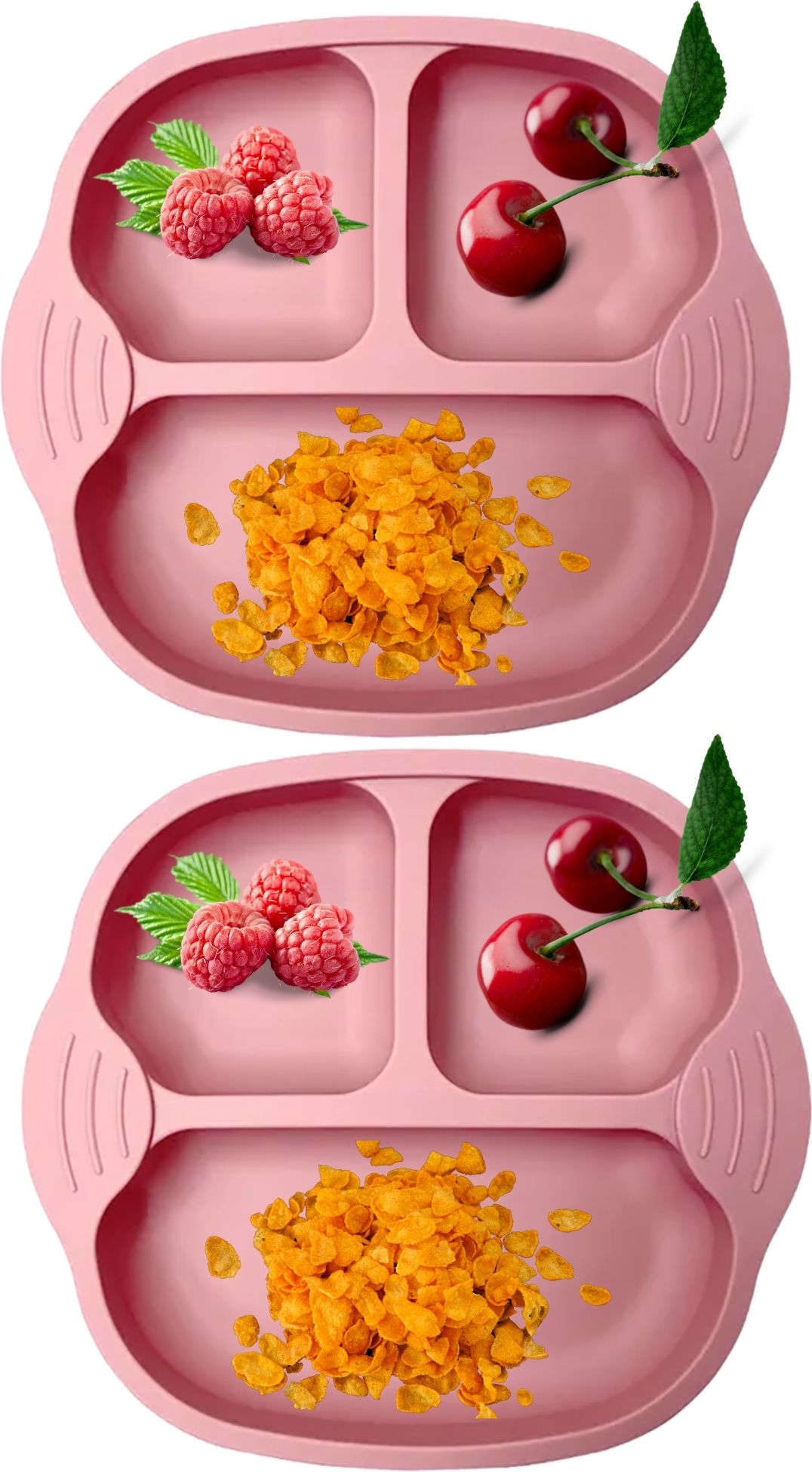Pack of 2 Self-Feeding Baby Dish With Suction Cups,Toddler Plates,Microwave Safe- Silicone-image-22