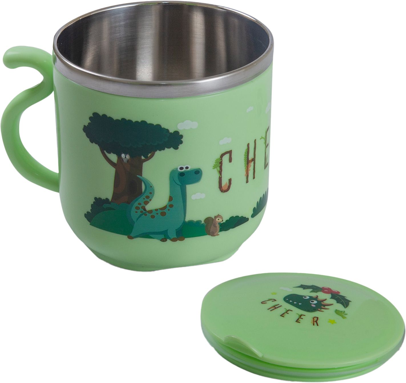 Stainless Steel Water Cup with Lid Happy Monkey Baby Feeding Cup For Age 1-10 Yr- Food Grade Silicone