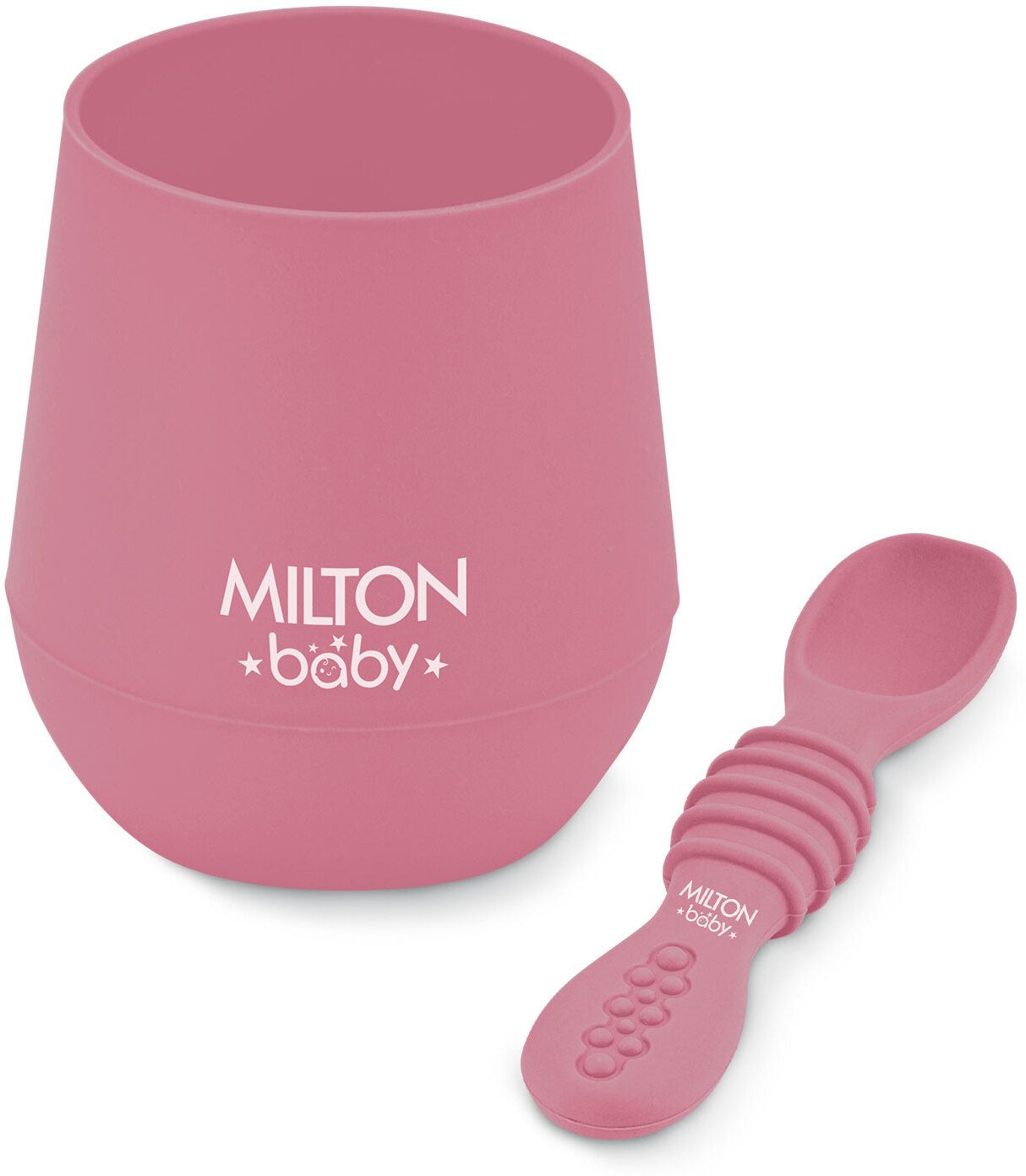 Silicone Tumbler With Spoon I Baby & Toddler Training Cup & Spoon, Pink - Silicone