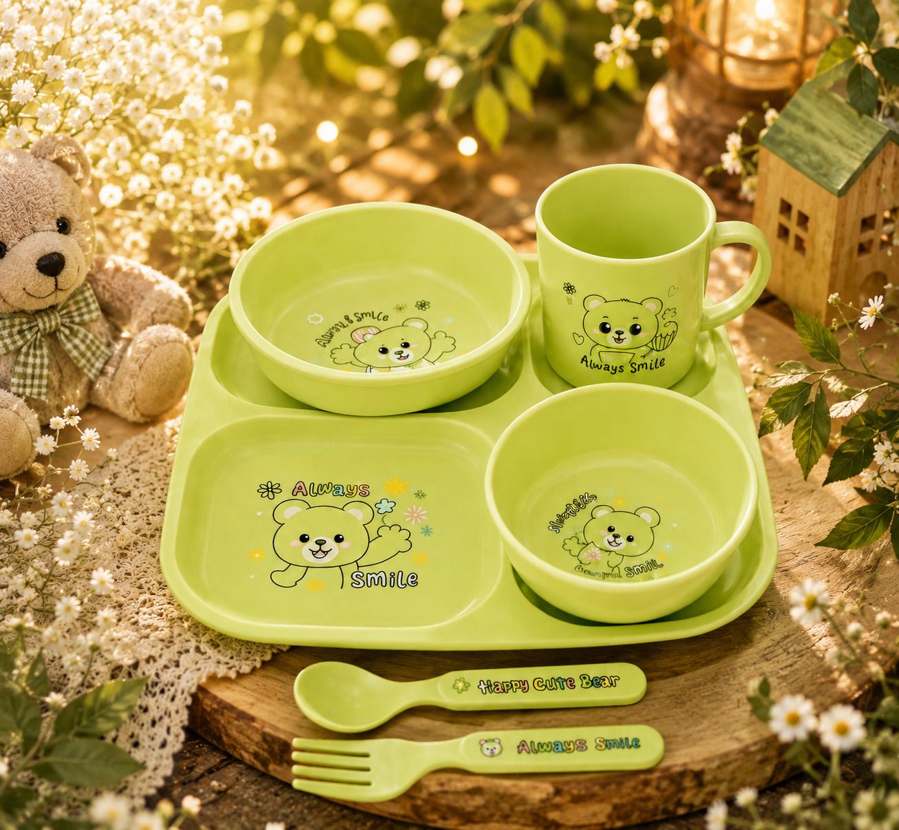 Cute Happy Little Bear Kids Dinnerware Set - PLASTIC-image-24