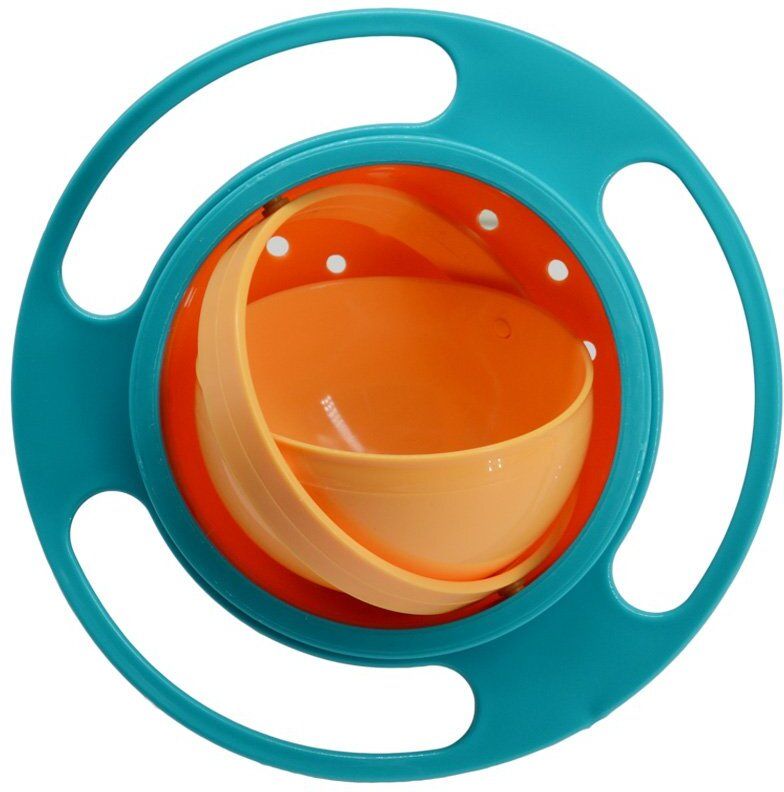 No Spill Gyro Bowl for Baby and Kids/ 360 Degree Rotation Food Bowl - Multicolor - Plastic-image-14