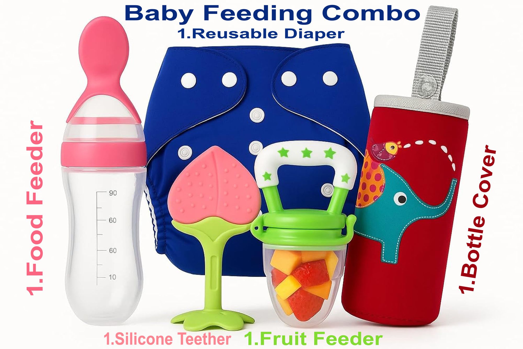joy buzz Baby Feeding Combo For New Born Baby -Pack of 5 Multicolor - Silicone-picture-28