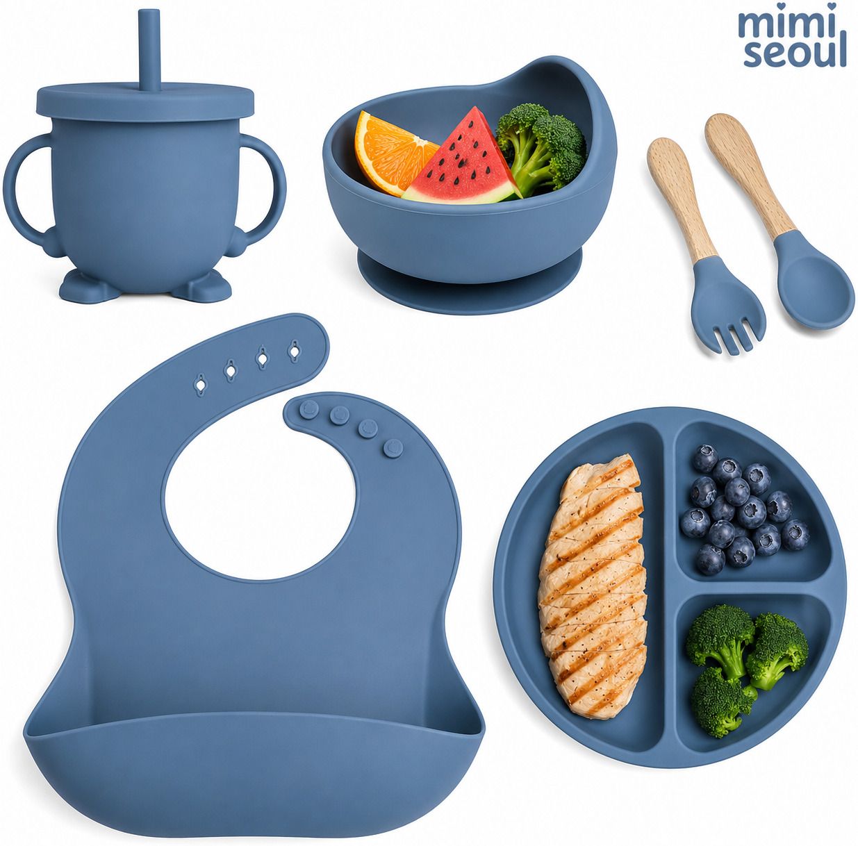 mimi seoul Silicone Baby Feeding Set 6 Pieces - Silicone-picture-1