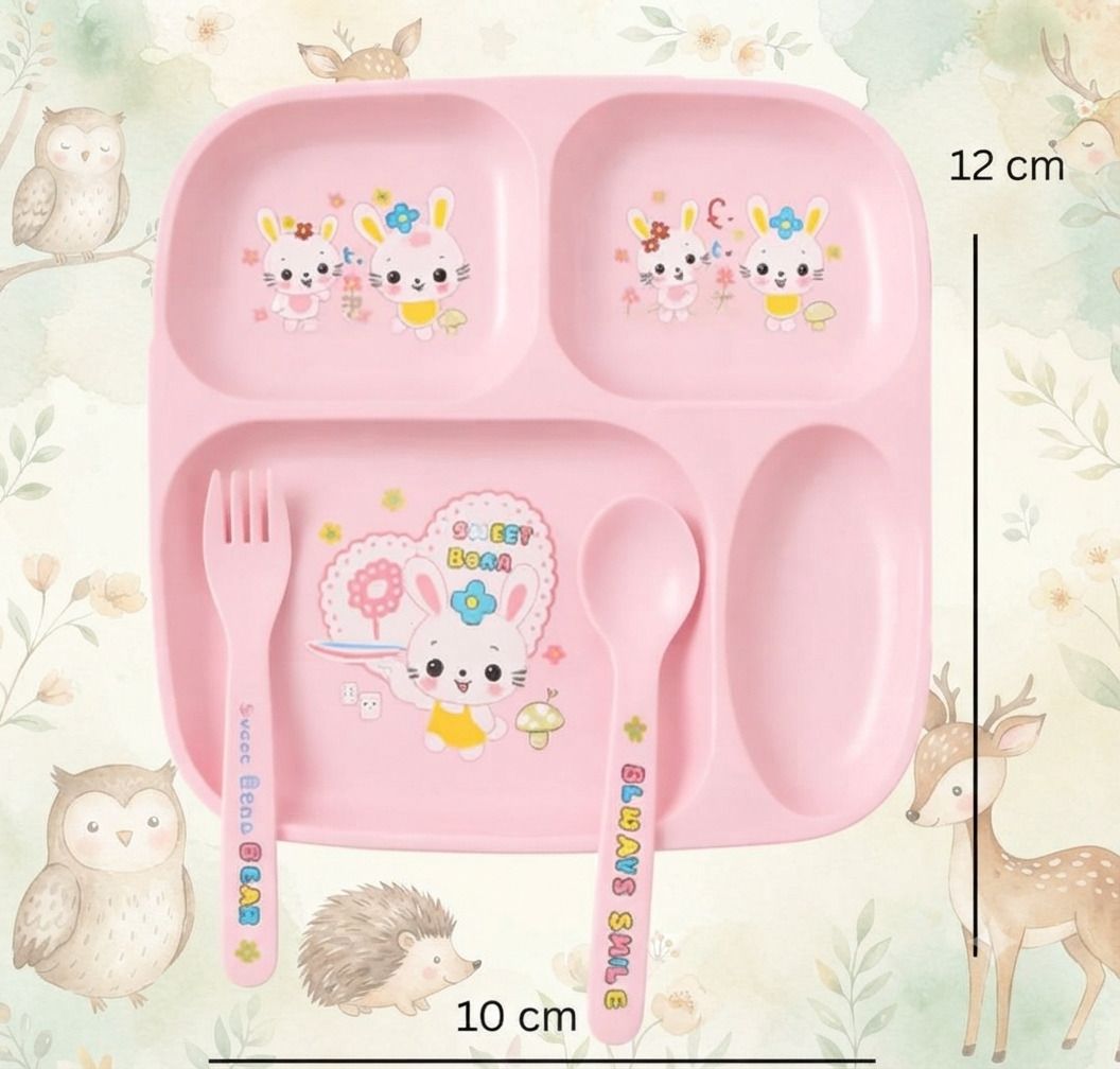 Kids Divided Plate with Spoon & Fork - Plastic-image-14