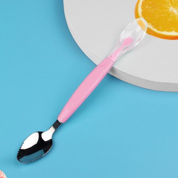 Double Head Soft Silicone Spoon with Scraper - Silicone, Steel, Plastic-image-12