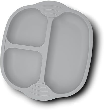 Unbreakable Silicone Dish for Baby Feeding,(GRAY Pack of 1)- Silicone