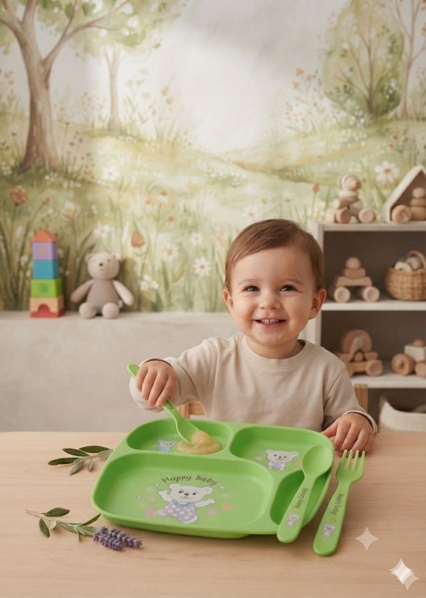 Kids Divided Plate with Spoon & Fork - Plastic-image-15
