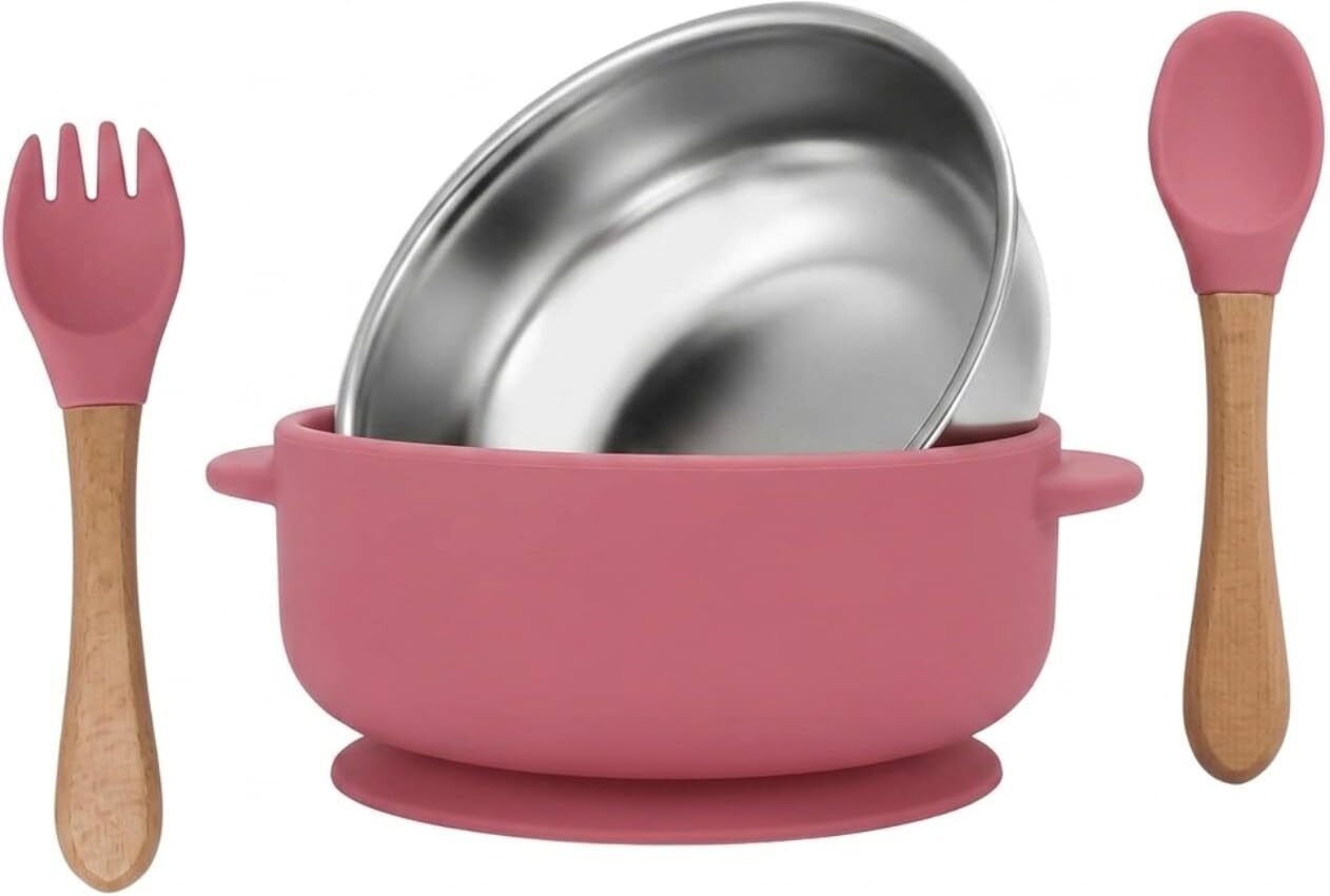 Silicone Baby Spoons and Forks With Suction Baby Bowls for Baby Food Feeding - Silicone-image-12