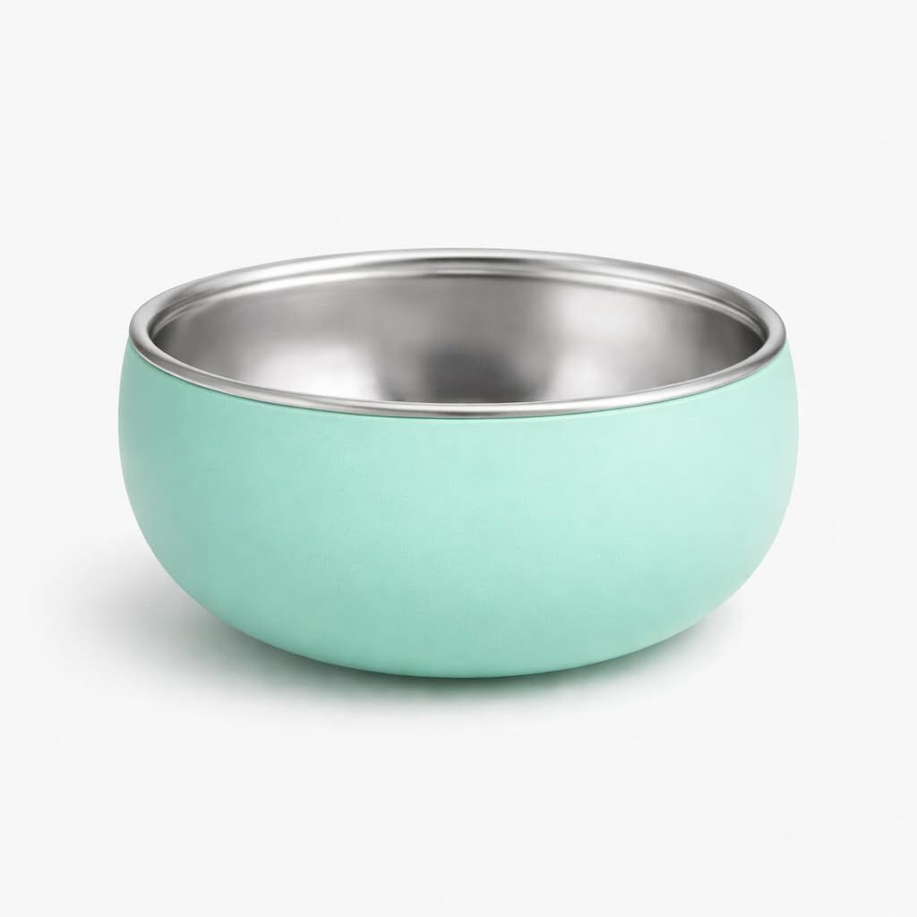 popqeen Stainless Steel Baby Feeding Bowl with Silicone Grip BPA Free Mint green - Silicone, Stainless Steel-picture-42