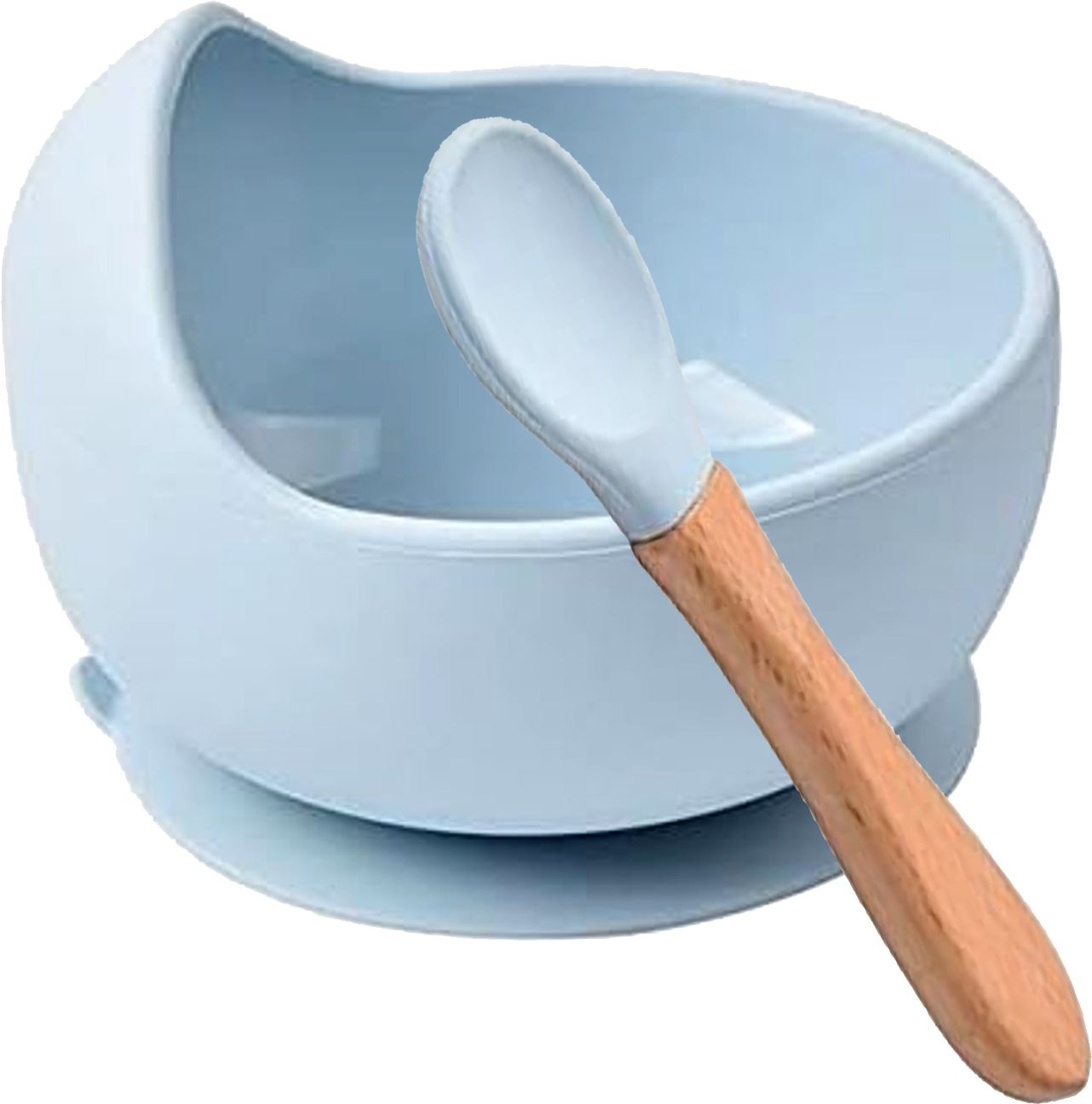 arqivo Baby Feeding Bowl and Spoon Set, Silicone Suction Base and Wooden Spoon- Silicone-picture-20