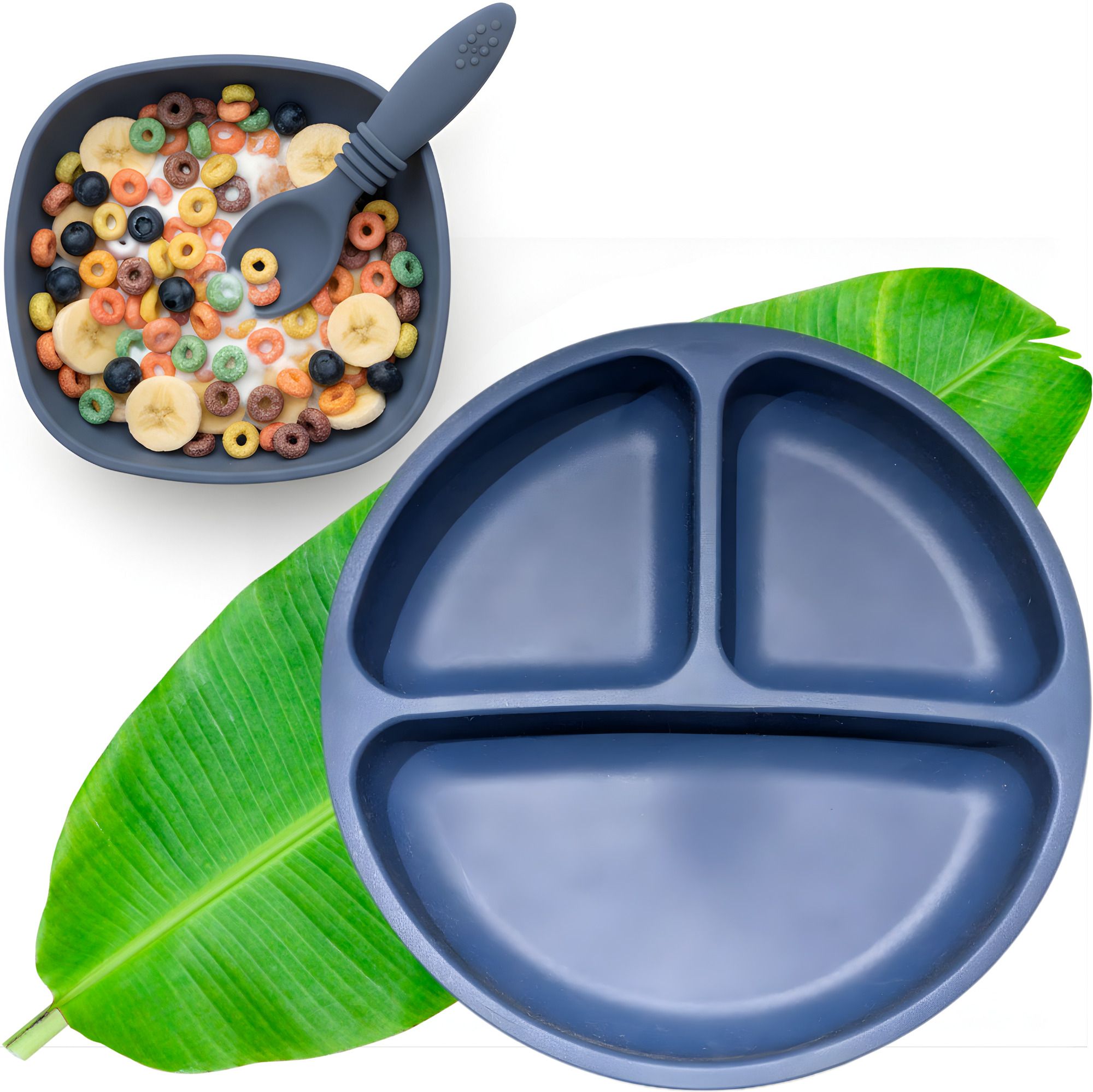 Suction Bowl & Divided Plate with Colour Changing Spoon for Babies & Toddlers - Silicone-image-25